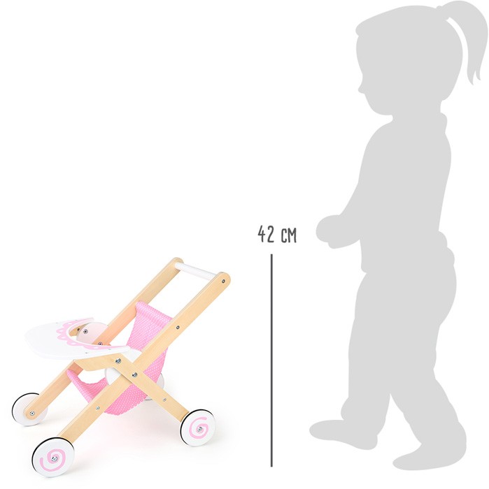 Passeggino Per Bambole In Legno Moover – Design Danese, Rosso Ciliegia, Ruote In Gomma, Per Bambini Da 6 Mesi A 3 Anni