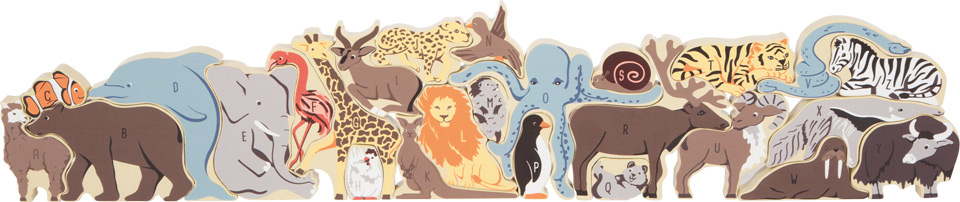 Puzzle animali con lettere alfabeto
